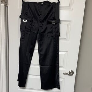 Steve Madden Black Cargo Satin Pants